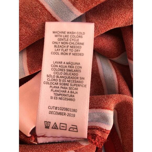 Sweet Baby Jamie Top Striped Long Sleeve Collared Button Front Shirt Red Blue S - Picture 10 of 11